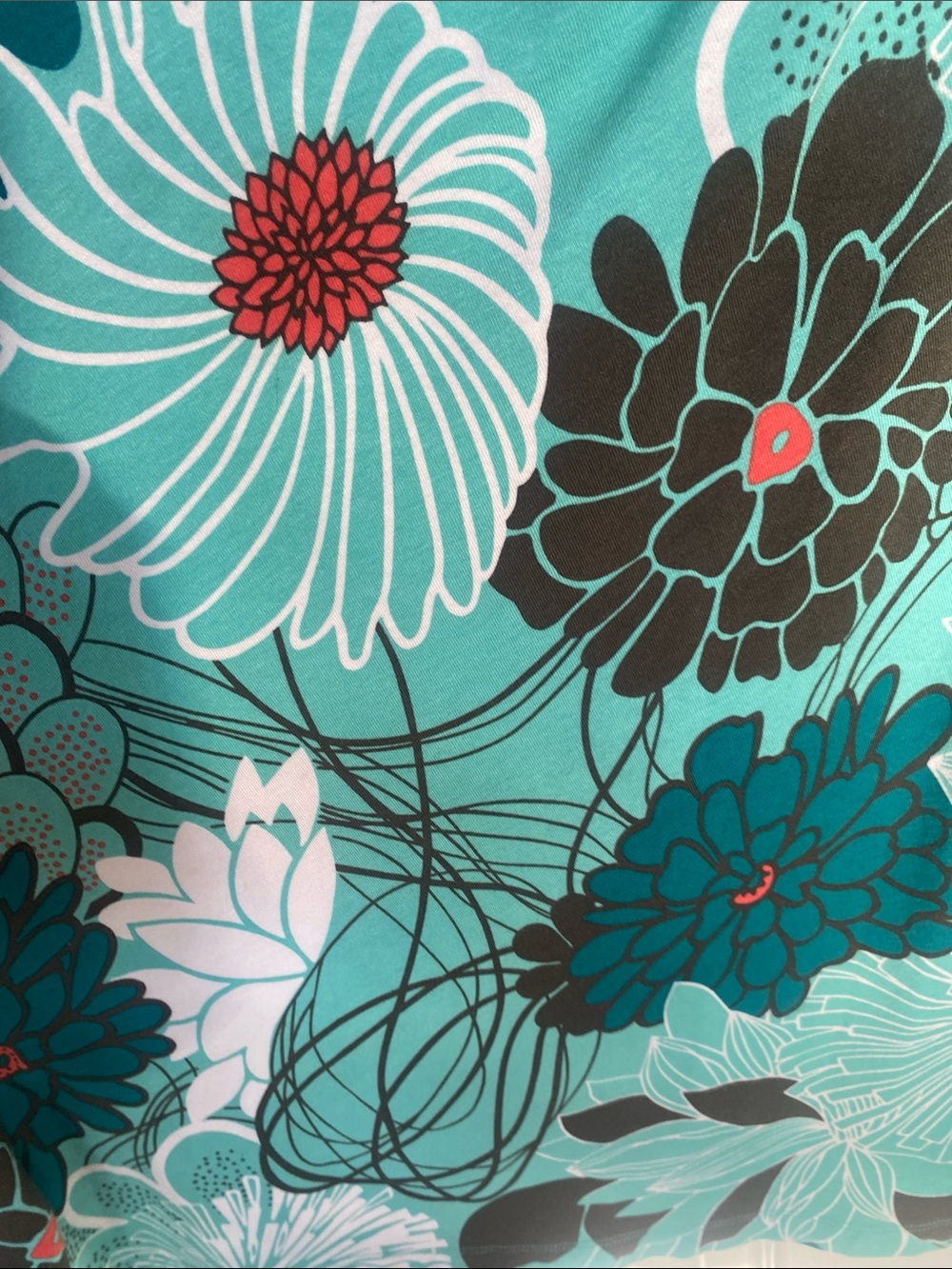 Tommy Bahama Teal and Black Floral Tank Dress With Ruching Waistline Sz M - Picture 8 of 13